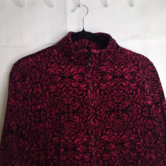 Kim Rogers Jacket Women S Full Zip Velvet Pattern Pink Black - Picture 4 of 16